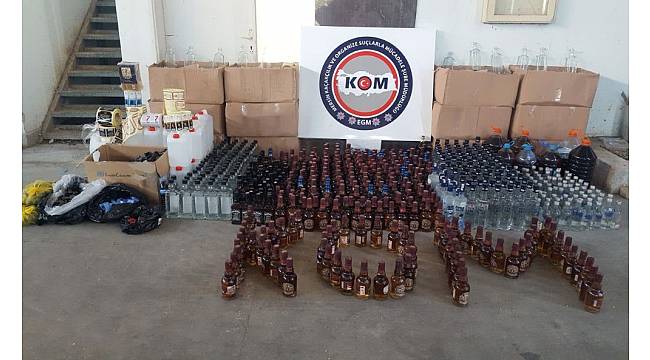 Sahte içki imalatı yapılan eve şok operasyon