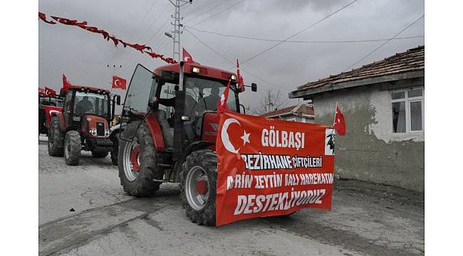 Gölbaşılı çiftçilerden Afrin'deki Mehmetçiğe traktörlerle destek