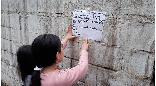 İlkokul öğrencisi çocuklardan sokak hayvanları için broşür