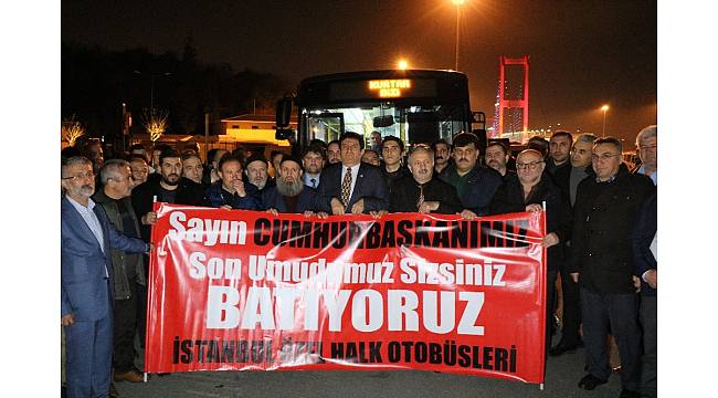 Özel Halk Otobüsü İşletmecilerinden 15 Temmuz Şehitler Köprüsü Çıkışında Eylem yaptı