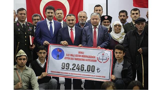 Türk Silahlı Kuvvetleri Güçlendirme Vakfı'ndan Develi İlçe Milli Eğitim Müdürlüğü'ne Altın Madalya Beratı