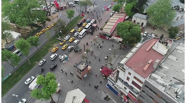 Beşiktaş Meydanı havadan görüntülendi