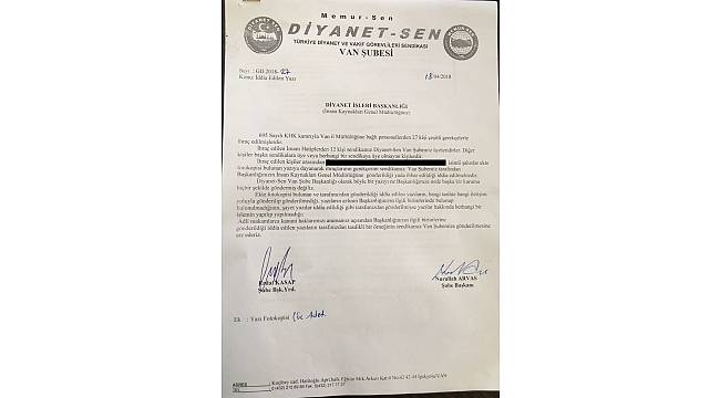 Diyanet-Sen'den basında çıkan haberlere ilişkin açıklama