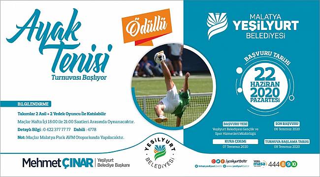 YEŞİLYURT BELEDİYESİ, AYAK TENİSİ TURNUVASIYLA SPORSEVERLERLE BULUŞACAK