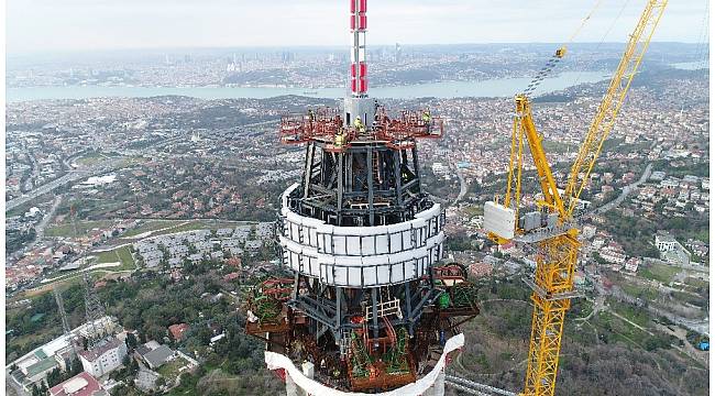 Çamlıca Kulesi'nde anten yükselmeye başladı
