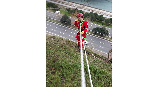 İtfaiyeden keçi kurtarma operasyonu