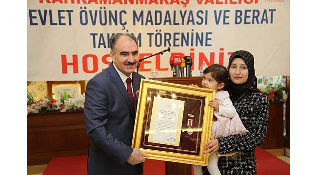 Kahramanmaraş'ta şehit yakınlarına Devlet Ödünç Madalyası verildi
