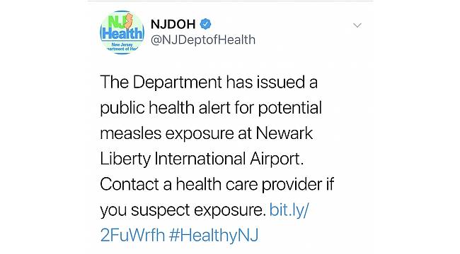New Jersey&#39;de halk sağlığı uyarısı yapıldı