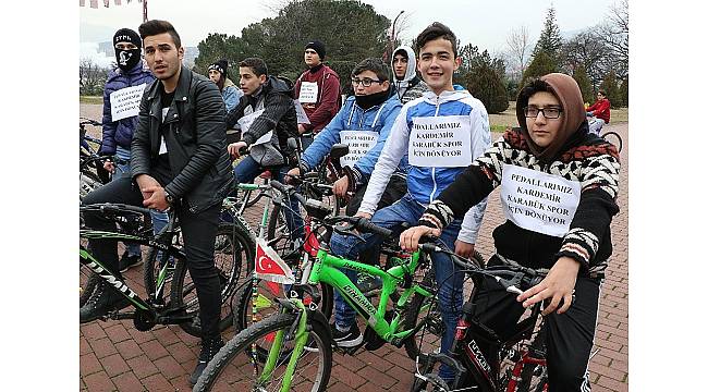 Öğrenciler Karabükspor için pedal çevirdi