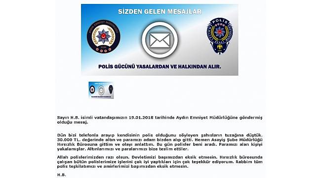 Parasını ve altınlarını bulan polise teşekkür etti