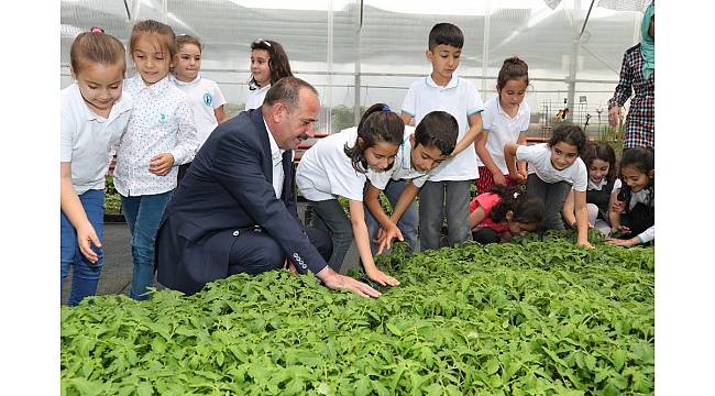 Başkan Duruay öğrencilere organik sebze fidesi dağıttı