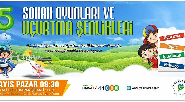 Yeşilyurt Belediyesi’nden Sokak Oyunları ve Uçurtma Şenliği