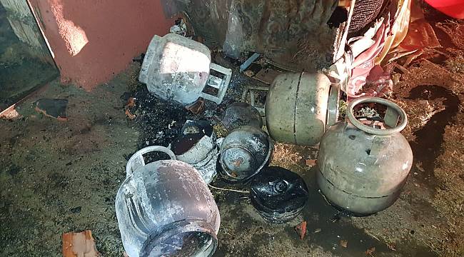 Ahır yangınında 6 hayvan telef oldu