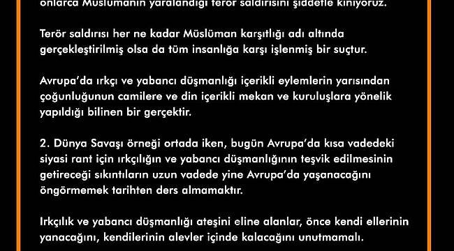 Malatya Turgut Özal Üniversitesi Senatosu’ndan Yeni Zelanda’daki Saldırıya Kınama Kararı