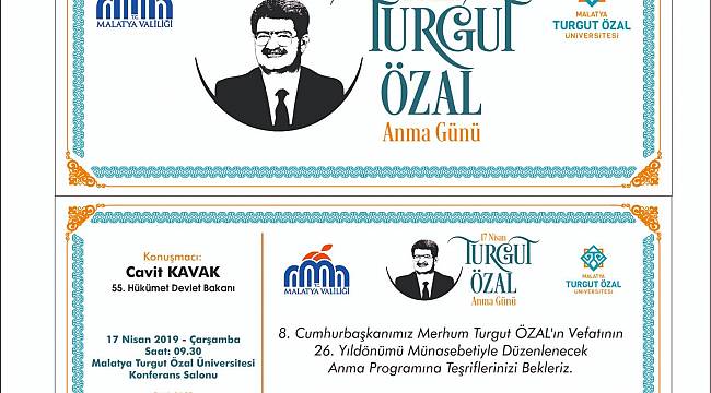 8. Cumhurbaşkanımız Merhum Turgut Özal'ın vefatının 26. yıl dönümü nedeniyle