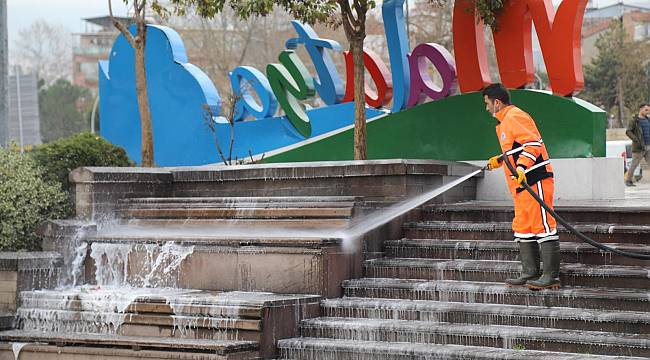 Soykan Meydanında Dezenfekte Çalışması