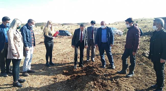 Badem Yetiştiriciliğinin Yaygınlaştırılması Projesi kapsamında fidanlar dikildi..