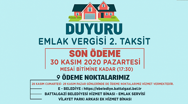 BATTALGAZİ BELEDİYESİ’NDEN VERGİ UYARISI